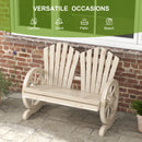 Outsunny 2 Seater Garden Bench w/ Wheel-Shaped Armrests Natural Wood