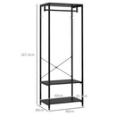 HOMCOM Coat Rack, 2-in-1 Clothes Stand With Shoe Storage For Hallway, Black