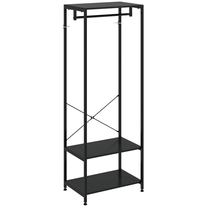 HOMCOM Coat Rack, 2-in-1 Clothes Stand with Shoe Storage for Hallway, Black