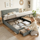 HOMCOM PU Leather King Bed Frame with Storage and Adjustable Headboard, Grey