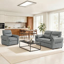 HOMCOM Loveseat Sofa, Faux Leather Sofa with Thicken Cushion, Grey