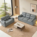 HOMCOM Loveseat Sofa, Faux Leather Sofa with Thicken Cushion, Grey