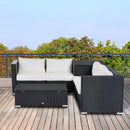 Outsunny Rattan Corner Sofa Set - Black