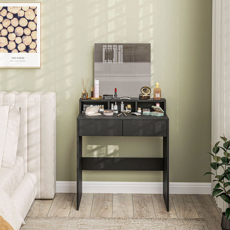 HOMCOM Dressing Table with Mirror, Drawers, for Bedroom, Black