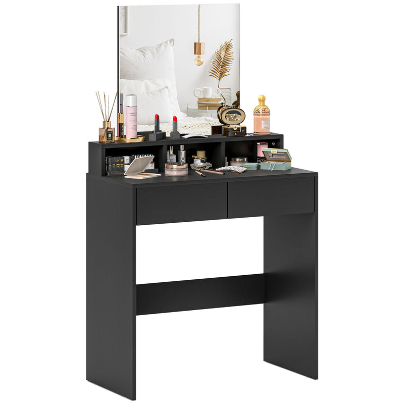HOMCOM Dressing Table with Mirror, Drawers, for Bedroom, Black