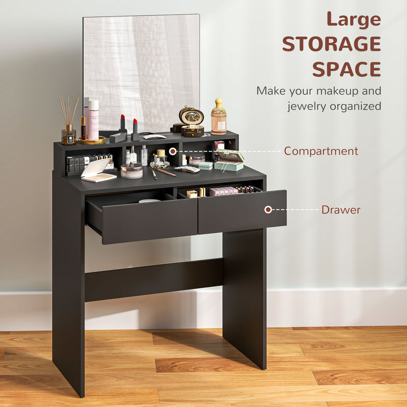 HOMCOM Dressing Table with Mirror, Drawers, for Bedroom, Black