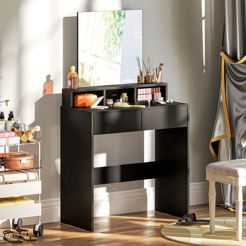 HOMCOM Dressing Table with Mirror, Drawers, for Bedroom, Black