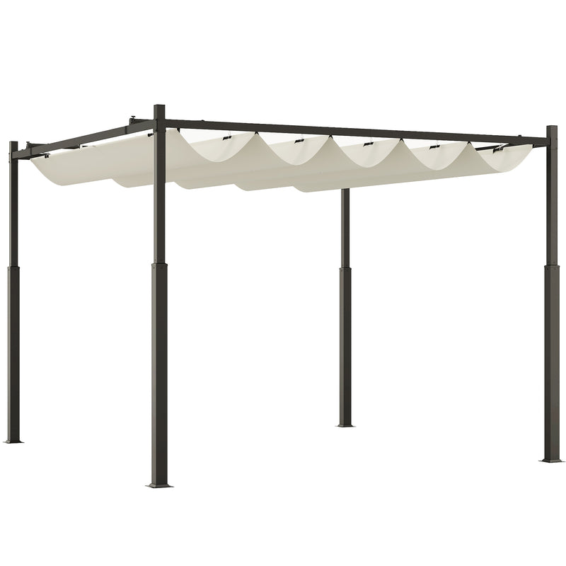 Outsunny 3 X 3(m) Pergola With Retractable Roof, 80mm Metal Column