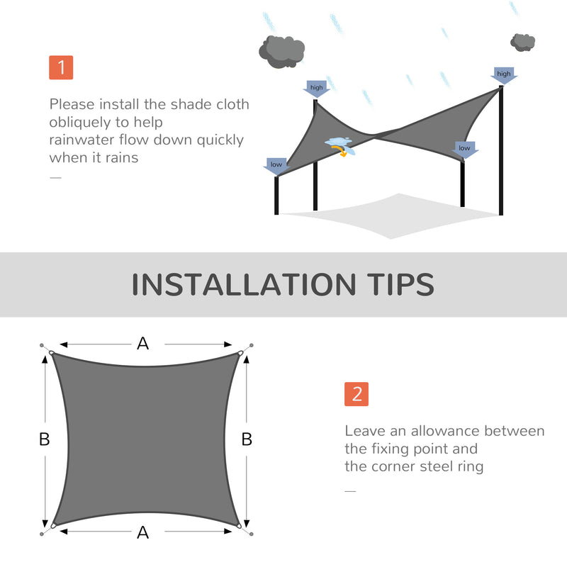 Outsunny 5 x 4m Sun Shade Sail Rectangle Canopy Outdoor Sunscreen Awning with Mounting Ropes for Garden, Patio, Party, UV Protection, Charcoal Grey