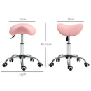 HOMCOM PU Leather Saddle Stool W/ Moulded Padded Seat Adjustable Height Pink