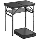 Outsunny 2ft Folding Camping Table, Picnic Table With Storage Layer, Black