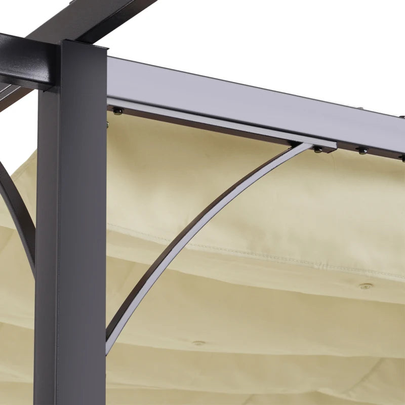 Outsunny Outdoor Metal Pergola with Retractable Awning Canopy 3x3m - Beige