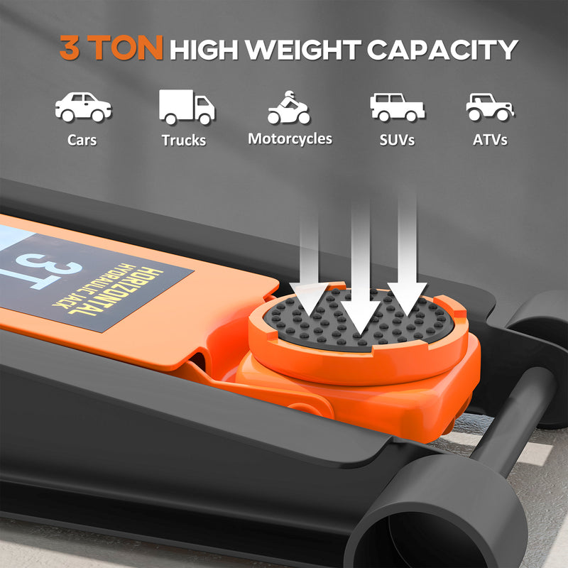 HOMCOM 3 Ton Low Profile Floor Jack, 7.5-50.5 cm Hydraulic Car Trolley Jack