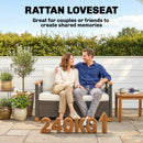 Outsunny Rattan Garden Sofa With Cushioned Wide Seats Brown