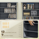HOMCOM CD Storage Unit DVD Tower Blu-ray Storage Shelf for Office, Grey