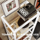 HOMCOM LED Floor Lamp with Glass Shelves, Dimmable Room Lamp