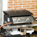 Outsunny Portable Gas Plancha BBQ Grill with 2 Stainless Steel Burner, 10kW