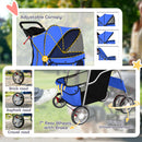 PawHut Pet Stroller Carrier Foldable Deluxe Walk Travel Dog, Blue