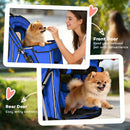 PawHut Pet Stroller Carrier Foldable Deluxe Walk Travel Dog, Blue