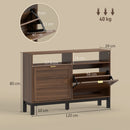 HOMCOM Narrow Shoe Cabinet with 2 Flip Drawers, Modern Shoe Storage Cabinet