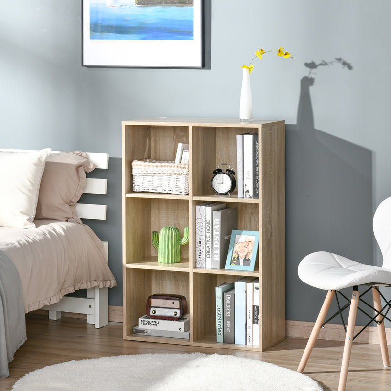 HOMCOM Cubic Cabinet Bookcase Storage Shelves For Home Office, Oak