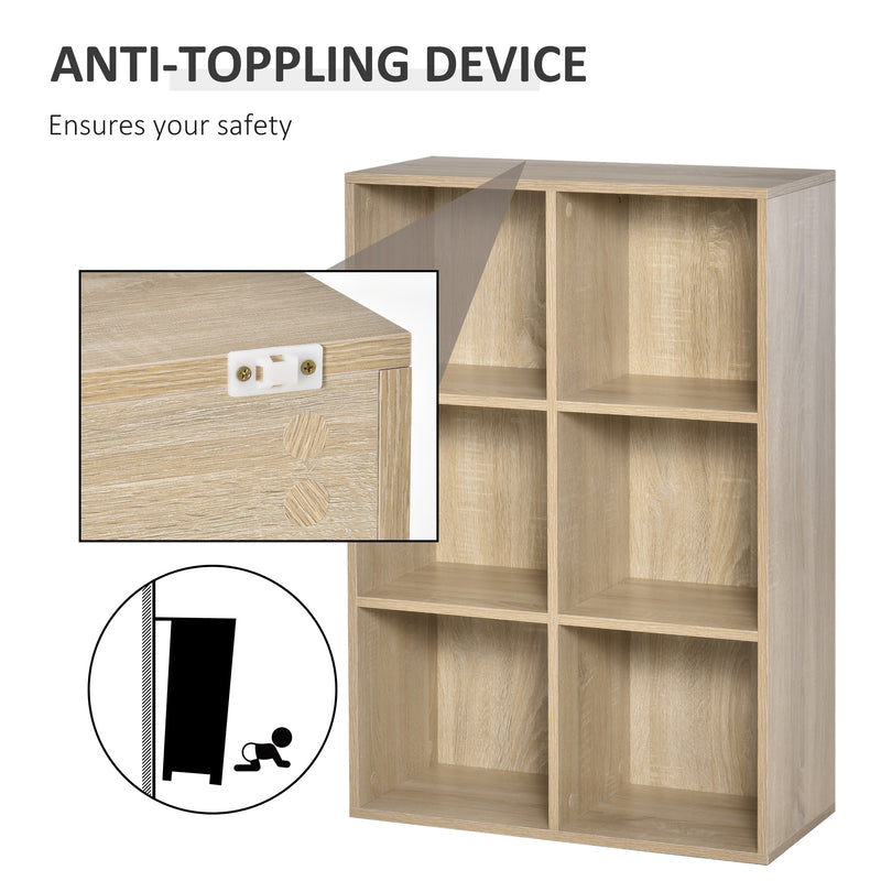 HOMCOM Cubic Cabinet Bookcase Storage Shelves For Home Office, Oak