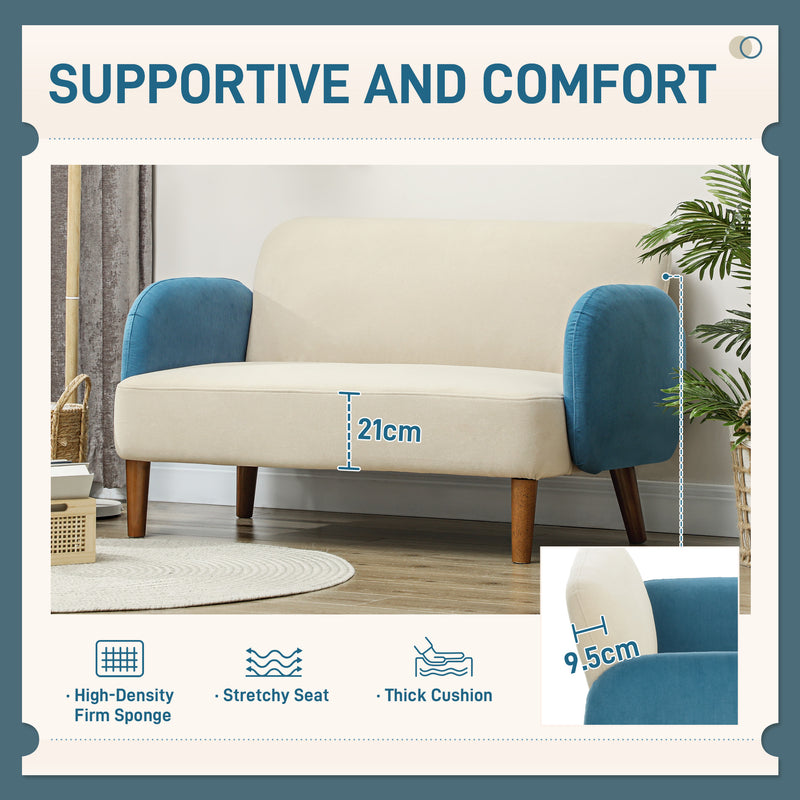 HOMCOM Modern 2 Seater Sofa W/ Rubber Wood Legs 130 X 74 X 76cm