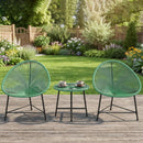 Outsunny Rattan Bistro Set With Acapulco Chairs And Glass Table, Green