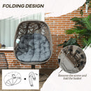 Outsunny Foldable Egg Chair with Cushions, Indoor Outdoor Swivel Lounger, Sand