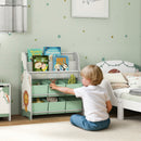 AIYAPLAY Kids Storage Unit with 6 Fabric Drawers & 2-Tier Sling Rack, Green
