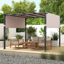 3m X 3m Flat Top Pergola With Retractable Canopy And Heavy-duty Metal Frame-Beige