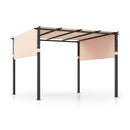 3m X 3m Flat Top Pergola With Retractable Canopy And Heavy-duty Metal Frame-Beige