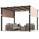 3m X 3m Flat Top Pergola With Retractable Canopy And Heavy-duty Metal Frame-Beige