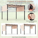 3m X 3m Flat Top Pergola With Retractable Canopy And Heavy-duty Metal Frame-Beige