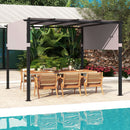 3m X 3m Flat Top Pergola With Retractable Canopy And Heavy-duty Metal Frame-Grey