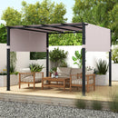 3m X 3m Flat Top Pergola With Retractable Canopy And Heavy-duty Metal Frame-Grey