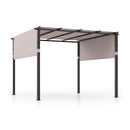 3m X 3m Flat Top Pergola With Retractable Canopy And Heavy-duty Metal Frame-Grey