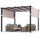 3m X 3m Flat Top Pergola With Retractable Canopy And Heavy-duty Metal Frame-Grey