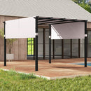 3m X 3m Flat Top Pergola With Retractable Canopy And Heavy-duty Metal Frame-Grey