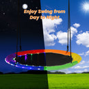 Flying Saucer Tree Swing with 8 Light Modes and Adjustable Hanging Ropes-Colourful