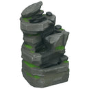Outsunny Garden Fountain, Outdoor Water Feature With LED Light, Dark Grey