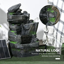 Outsunny Garden Fountain, Outdoor Water Feature With LED Light, Dark Grey