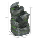 Outsunny Garden Fountain, Outdoor Water Feature With LED Light, Dark Grey