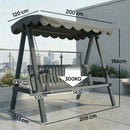 Outsunny 3 Seater Garden Swing Seat with Canopy, Outdoor Hammock Bench, Grey