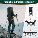 Foldable Camping Cot for Adults Heavy Duty Sleeping Bed with Slanted Headrest-Black