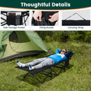 Foldable Camping Cot for Adults Heavy Duty Sleeping Bed with Slanted Headrest-Black