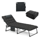 Foldable Camping Cot with Slanted Headrest and Side Pocket-Black