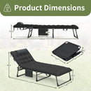 Foldable Camping Cot with Slanted Headrest and Side Pocket-Black