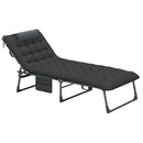 Foldable Camping Cot with Slanted Headrest and Side Pocket-Black