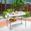 Foldable Fish Cleaning Table 2 in 1 Outdoor Food Preparation Workstation with Sink